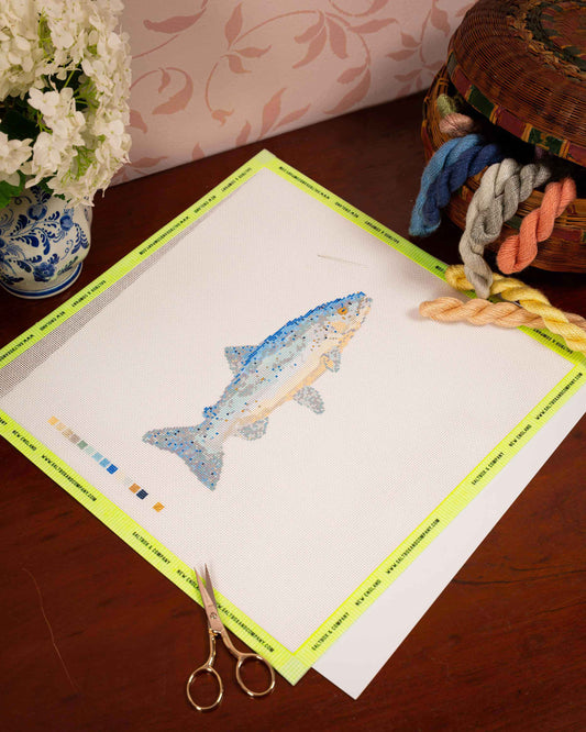 Blue Trout Needlepoint Canvas
