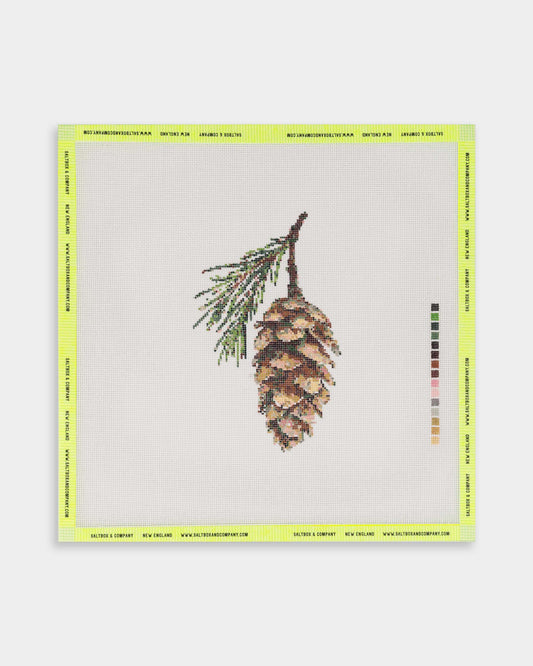 White Pine Cone Needlepoint Canvas