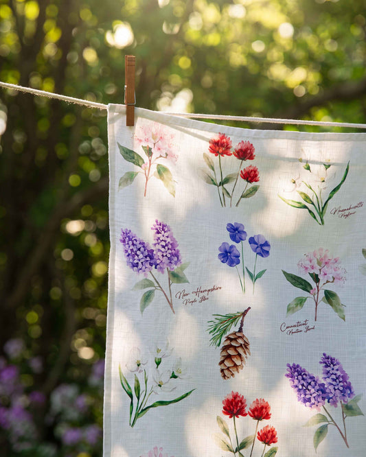 Flowers of New England Tea Towel