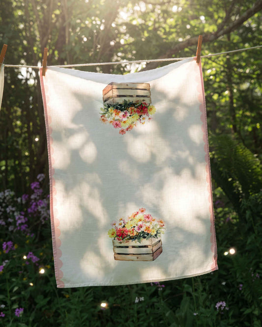 Wildflower Crate Tea Towel